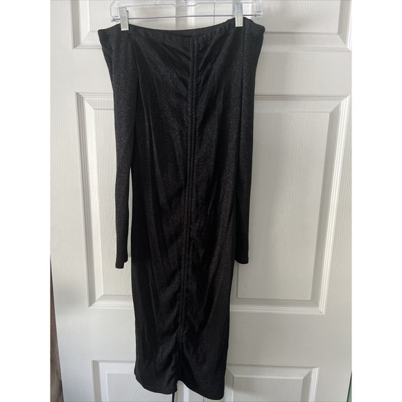 Forever 21 Women’s Grey Off The Shoulder Long Sleeved Ruched Midi Dress - Picture 1 of 4